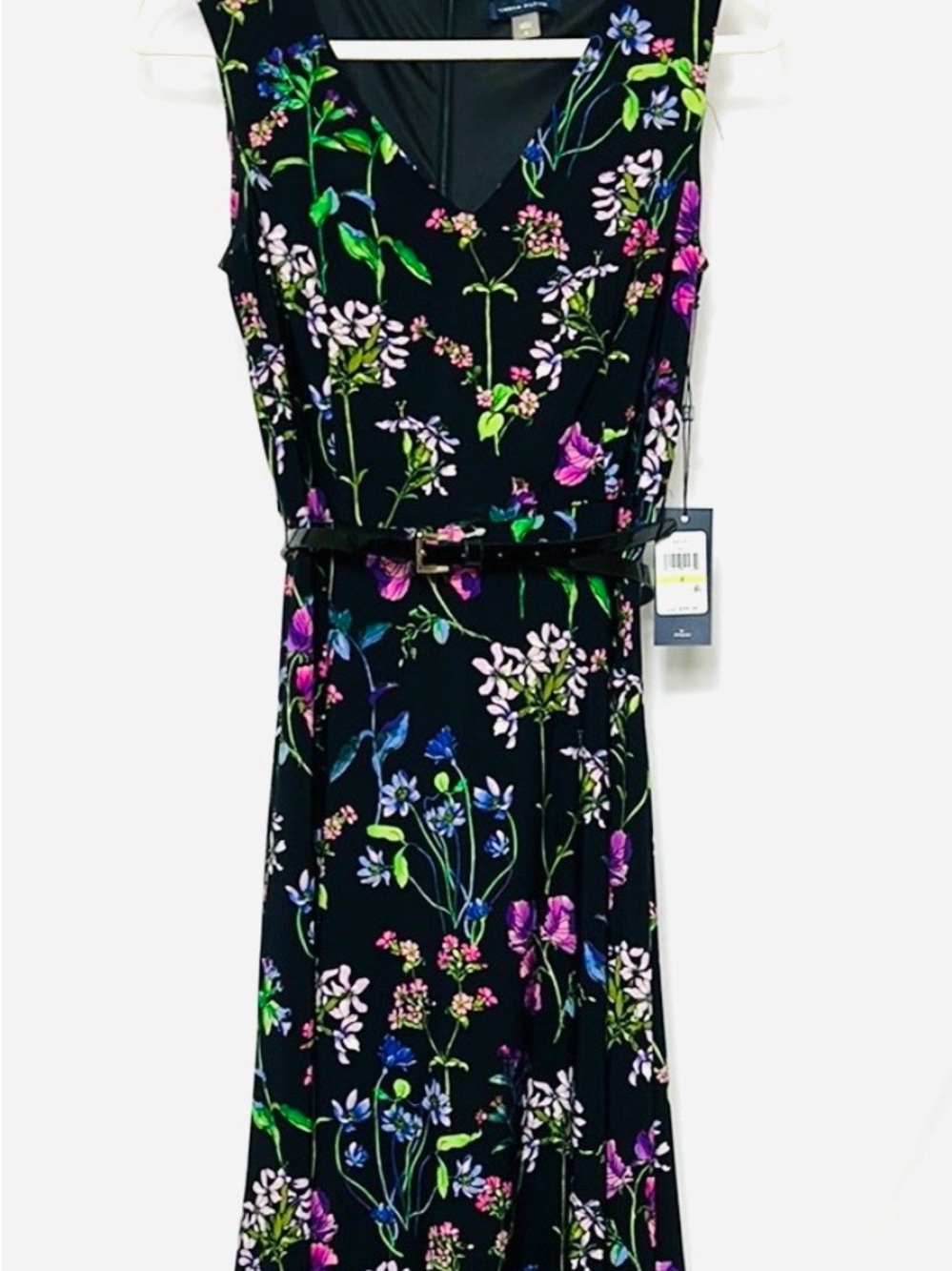 Tommy Hilfiger Women’s Size 4 Floral Black Sleeveless Back Zip Designer Dress